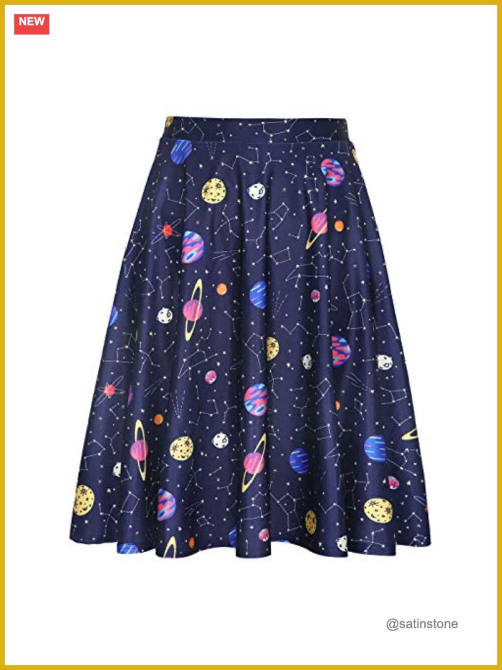 Women's High Waist A-Line Midi Skater Skirt Pleated Flowy Knee Length